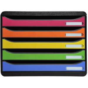 Exacompta 308798D Schubladenbox Big Box Plus Querformat 5 Schubladen Regenbogen