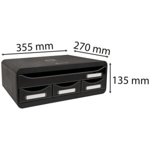 Exacompta TOOLBOX Modul de arhivare cu 4 sertare Negru lucios