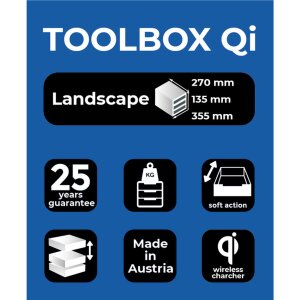 Exacompta TOOLBOX MINI 4 Schubladen Qi Ladestation Regenbogen