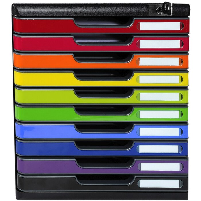 Cutie de dosare MODULO A4 Exacompta, 10 dosare securizabile, Harlekin glossy