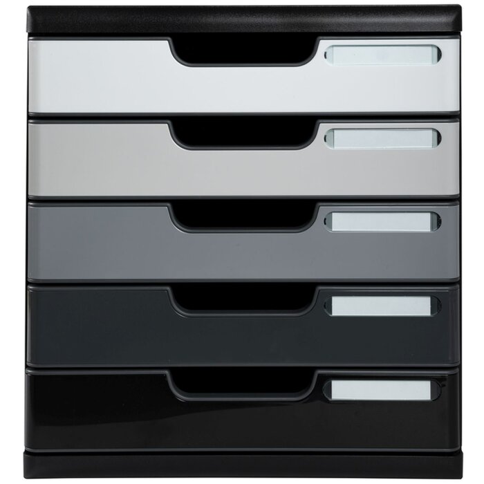 Boxă pentru dosare MODULO DIN A4 gri, 5 sertare închise