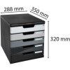 Boxă pentru dosare MODULO DIN A4 gri, 5 sertare închise