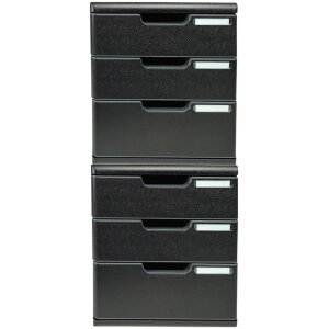Boxă de sertare Exacompta MODULO A4, 3 sertare închise, neagră