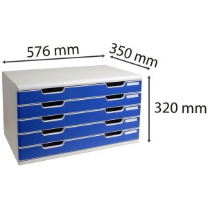 Exacompta Schubladenbox MODULO A3 5 geschlossene Laden Blau