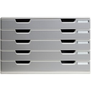 Cutie pentru sertare MODULO A3, 5 sertare închise - gri piatră