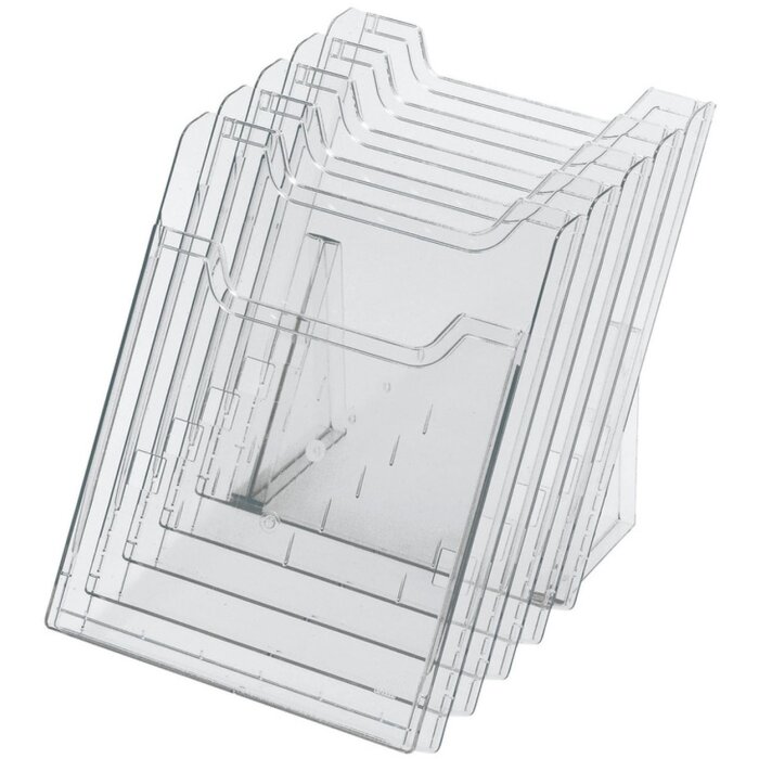 Exacompta 60258D Tischprospektständer A4 5 Fächer Exacryl Kristall Transparent