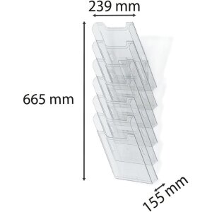 Exacompta Wandprospektständer 6 Fächer A4 Kristall vertikal fertig montiert