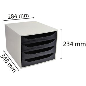 Exacompta ECOBOX Cutie cu sertare 4 sertare Negru