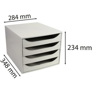 Exacompta ECOBOX Schubladenbox 4 Schubladen Grau 348x284x234 mm