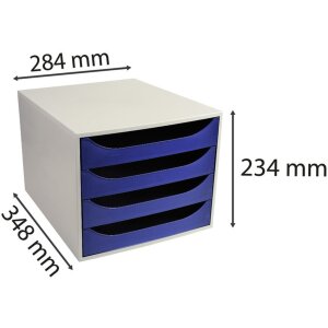 Exacompta ECOBOX cutie cu sertare 4 sertare Albastru Închis