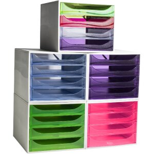 ECOBOX 4 sertare Himbeer – organizator de documente DIN A4+ pentru birou