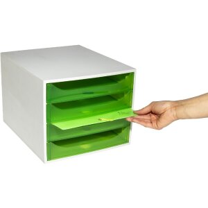Exacompta OBOX cutie cu 4 sertare Verde măr 348x284x234 mm