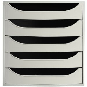 Exacompta ECOBOX Schubladenbox 5 Schubladen Grau DIN A4+...