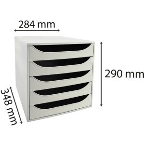 Exacompta ECOBOX cutie pentru sertare cu 5 sertare gri