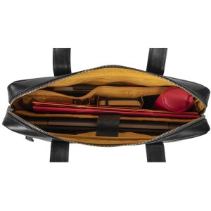 Exacompta 17437E Geantă de umăr pentru laptop din piele neagră 14 inch impermeabil la apă