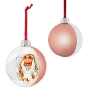 ZEP Crăciun bauble satin roz pentru fotografie 10x10 cm...