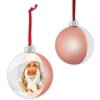 ZEP Crăciun bauble satin roz pentru fotografie 10x10 cm cu panglică roșie