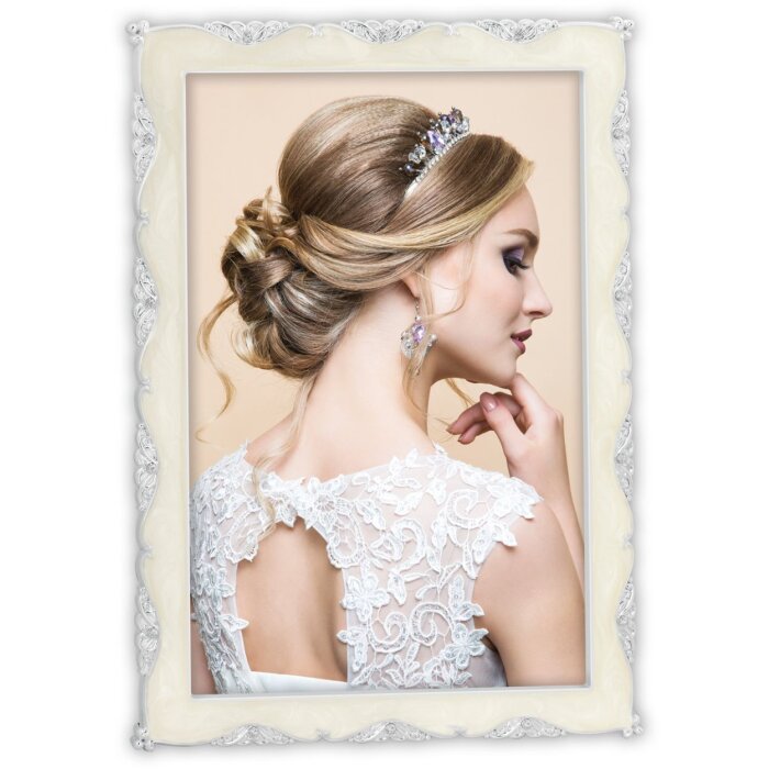 ZEP Fotorahmen Canova silber creme 10x15 cm oder 15x20 cm Metall Samtrückwand