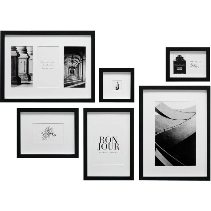 Deknudt Bilderrahmen-Set S46YK2WALL schwarz 6 Rahmen 13x13 bis 30x40 cm