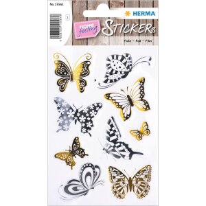 HERMA Creative Sticker Schmetterlinge Gold und Silberfolie