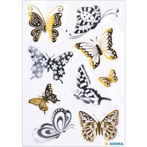 HERMA Creative Sticker Schmetterlinge Gold und Silberfolie