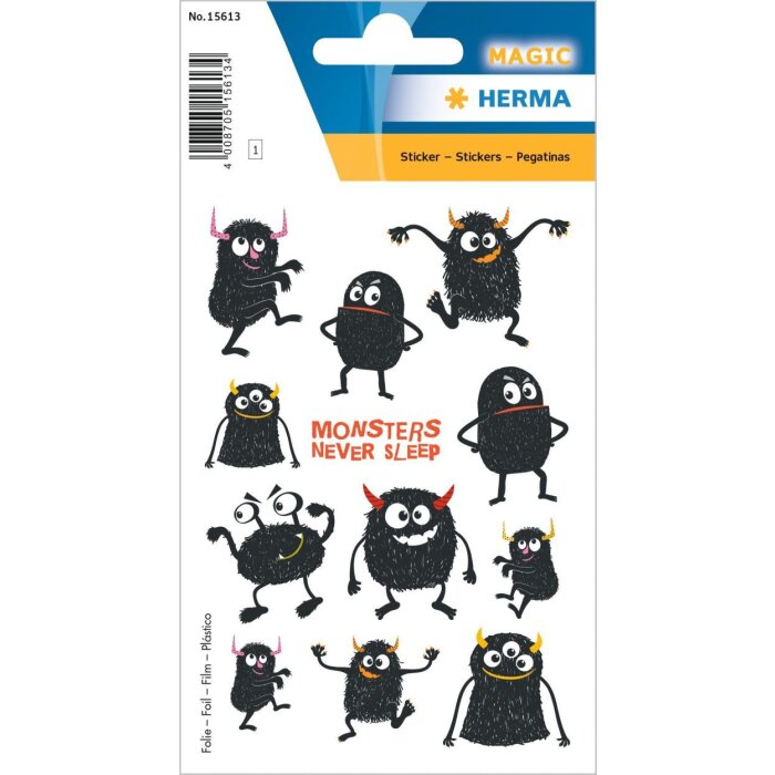 HERMA Monsters never sleep, autocolante folie - 12 bucăți
