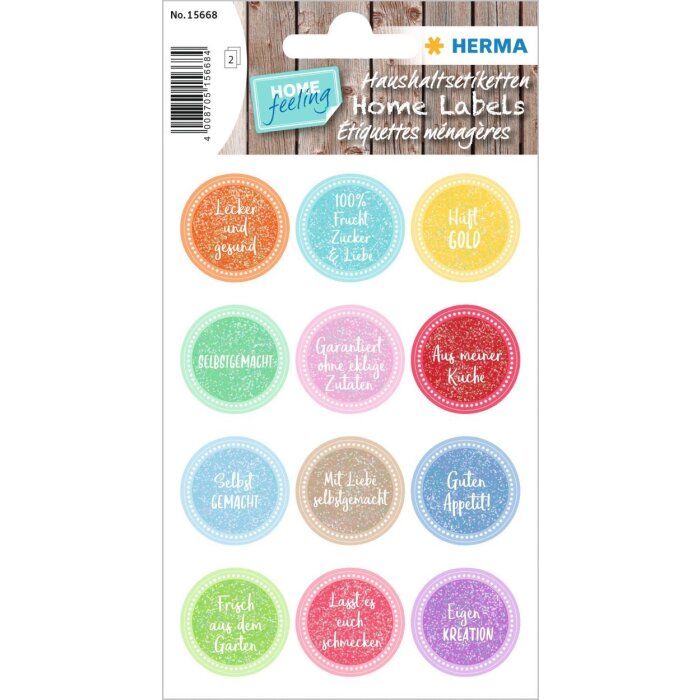 Stickeri HERMA HOME „Hüftgold” cu efect de gliter, multicolor