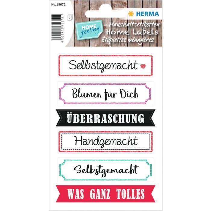 HERMA Sticker HOME "Überraschung" beglimmert – Geschenksticker mehrfarbig