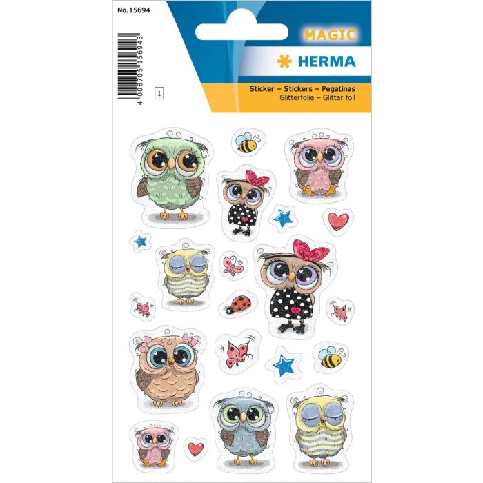 Stickeri HERMA Euli & Friends – 21 cu gliter, pentru copii și adulți