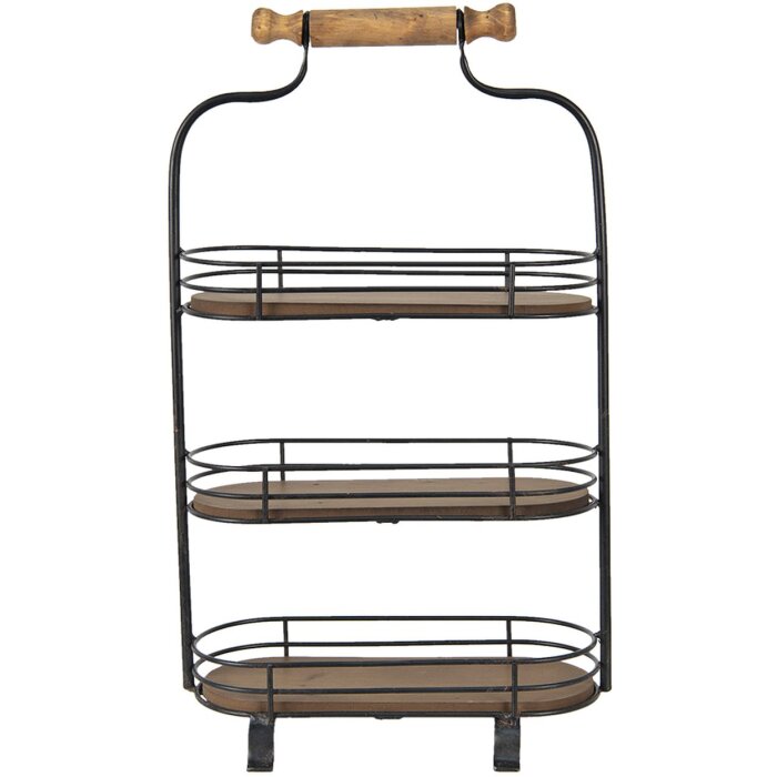 Clayre & Eef 5Y0962 Etagere cu 3 niveluri negru, maro 31x16x51 cm