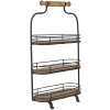 Clayre & Eef 5Y0962 Etagere cu 3 niveluri negru, maro 31x16x51 cm