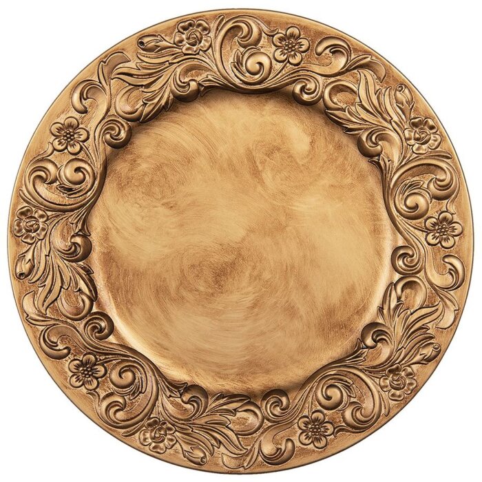 Clayre & Eef 64802GO Sub farfurie de culoare aurie Ø 33x2 cm