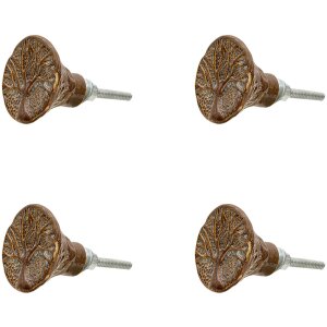 Clayre & Eef 64867 Set de 4 butoane maro Ø 4x4 cm