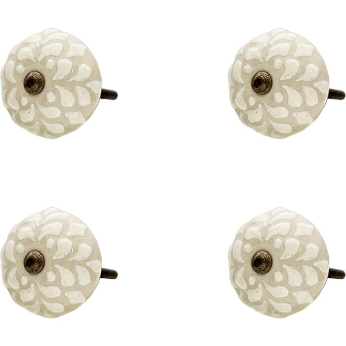 Clayre & Eef 64877 Set de 4 butoane de ușă Bej Ø 4x3 cm