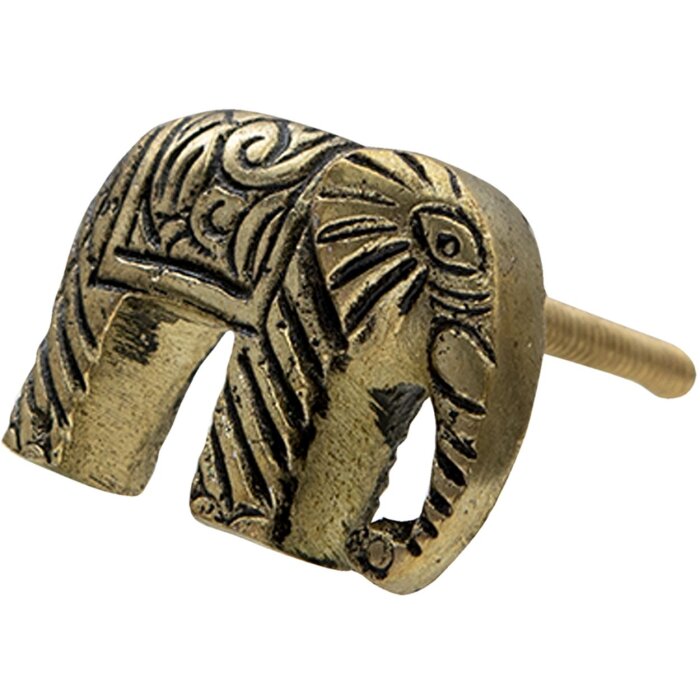 Buton de ușă elefant auriu Clayre & Eef 4x3x3 cm