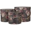 Set de 3 cutii rotunde pentru pălării, negru floral, Ø 23x20 cm