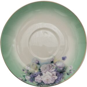 Cană de cafea cu farfurie Clayre & Eef, verde-albă, 200 ml