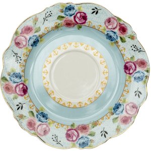 Cană de cafea cu farfurie Clayre & Eef, albastru și alb, 160 ml