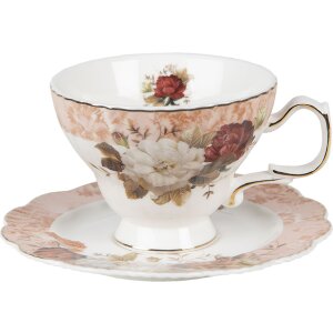 Clayre & Eef Ceașcă de cafea cu farfurioară albă...