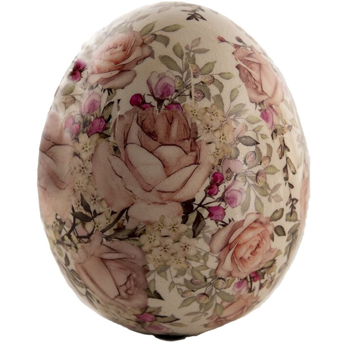 Clayre & Eef Decorațiune Ou Ceramică Floral Ø 11x14 cm