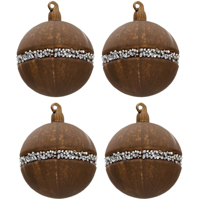Clayre & Eef 6GL3271 Crăciun baubles set de 4 maro Ø 8 cm