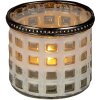 Clayre & Eef 6GL3332 Suport pentru lumânări Sticlă albă Metal Ø 8x7 cm