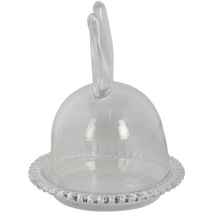 Clayre & Eef 6GL3376 Clopoțel de sticlă Iepuraș transparent Ø 14x16 cm