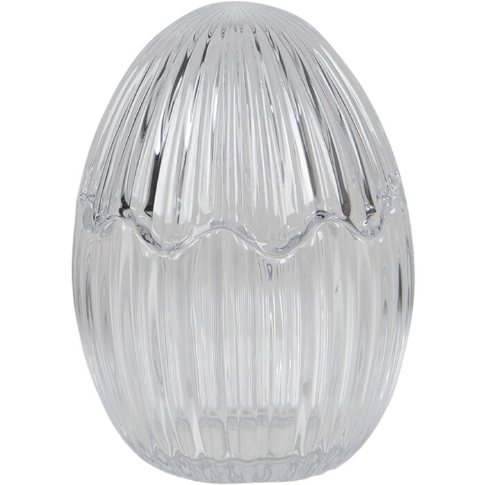 Clayre & Eef 6GL3383 Bonbonnière cu capac Egg Transparent Ø 9x12 cm