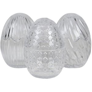 Clayre & Eef 6GL3383 Bonbonnière cu capac Egg Transparent Ø 9x12 cm