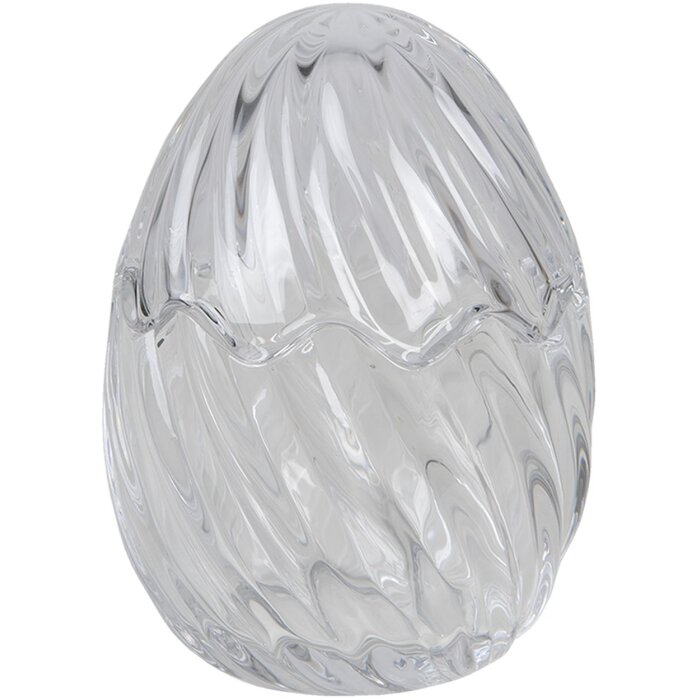 Vază de stocare cu capac, formă ou, transparentă, Ø 9x12 cm
