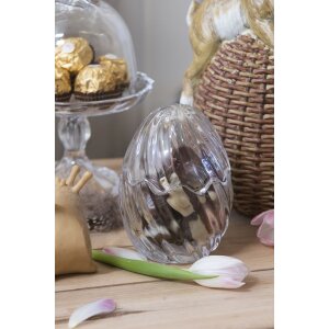 Vază de stocare cu capac, formă ou, transparentă, Ø 9x12 cm