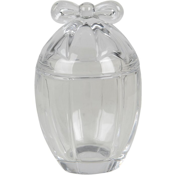 Bonbonniere Clayre & Eef, sticlă transparentă în formă de ou, Ø 9x13 cm