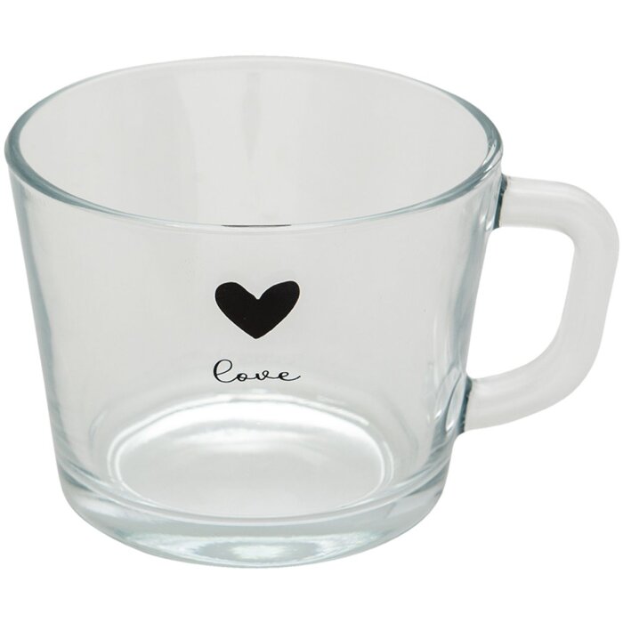 Clayre & Eef 6GL3519 Pahar de ceai motiv inimă 450 ml 13x10x9 cm sticlă