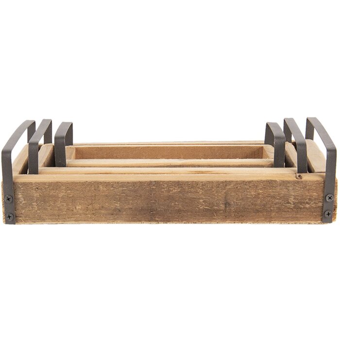 Clayre & Eef Tavă decorativă (set de 3) maro 35x20x5 - 30x15x5 - 25x10x5 cm